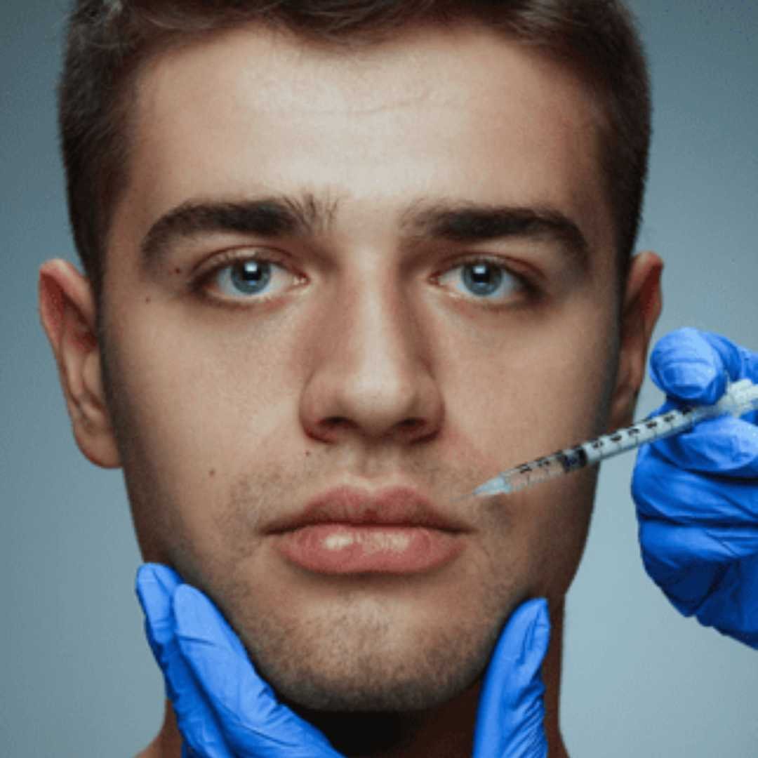 man being injected